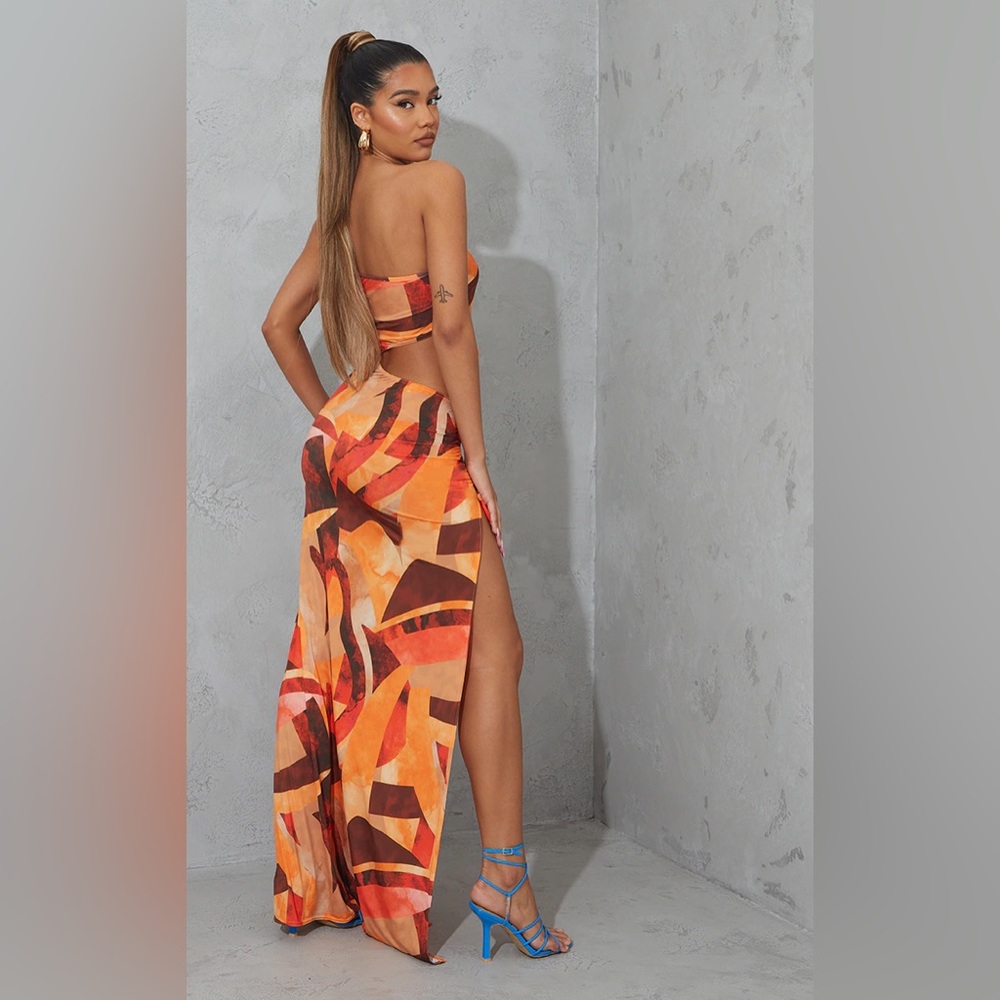 PrettyLittleThing Orange Asymmetrical Dress - Picture 3 of 7